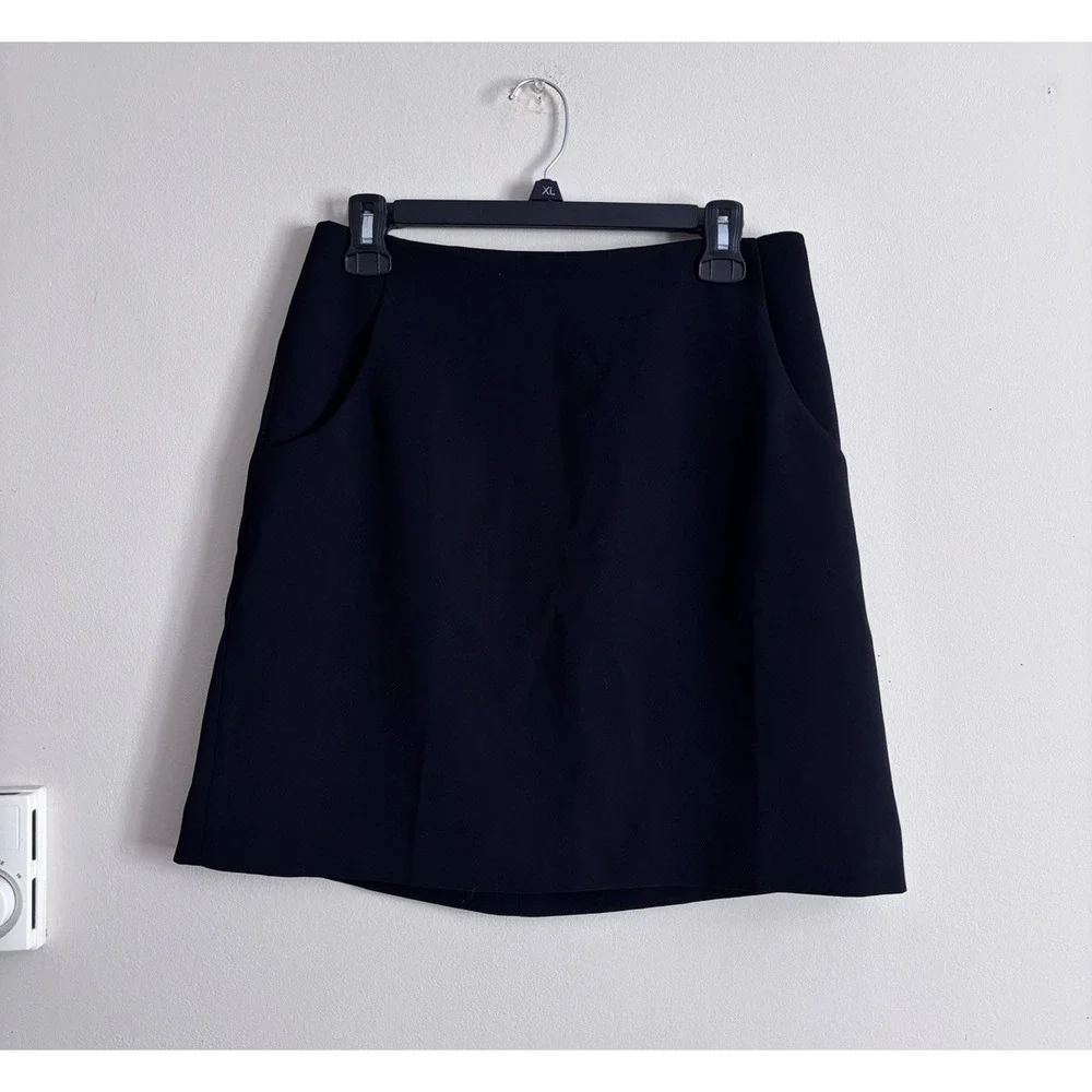 J‎ Crew Womens 8 Classic A Line Mini Skirt Black Pockets Business Casual Formal
